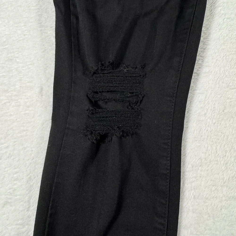 Paige Verdugo Crop Jeans Womens 30 Black Distressed‎ Skinny Ripped Raw Hem USA